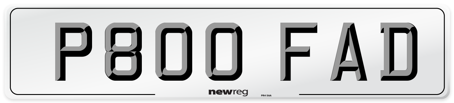 P800 FAD Number Plate from New Reg